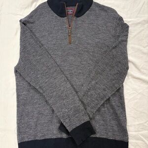 UNTUCKit Belguardo Birdseye Quarter-zip Sweater Blue Men’s Large Merino Wool